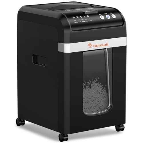 Bonsaii 200-Sheet Auto Feed Paper Shredder, 60 Minutes Nonstop Heavy Duty Shredders, 8.1 Gallon Large Bin Office Document Shredder, Micro-Cut/High Security P-4 Commercial Grade Shredder (C283-A)