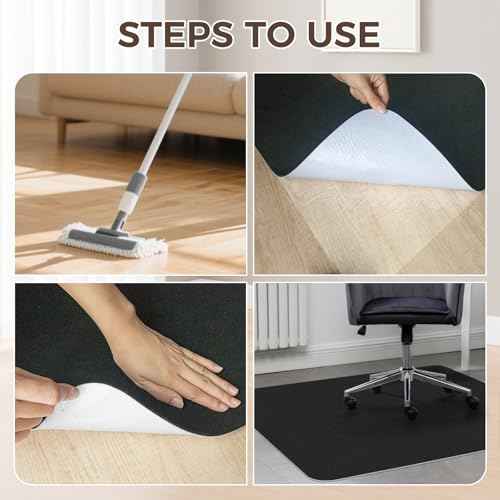 Office Chair Mat,Hard Floor Chair Mat Suitable for Hardwood and Tile Floors,Large Non-Slip Floor Protection Mat,Does Not Pill,Black(48"x60")