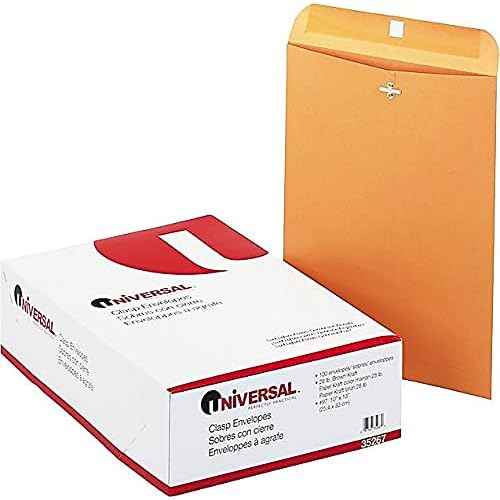 Universal UNV35267#97 Square Flap Gummed/Clasp Envelope - Brown Kraft (100/Box)