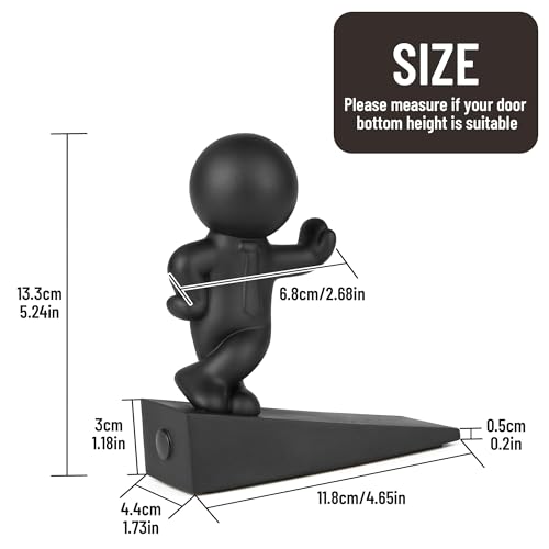 Omoojee Cute Black Door Stop | Decorative, Non-Slip Wedge, 5.12" H 4.61" L (1 Pack)