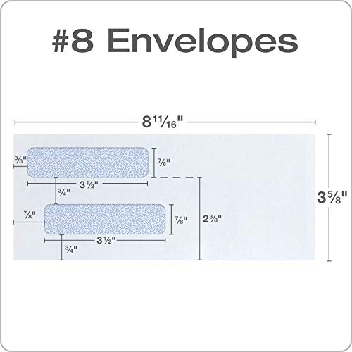 Quality Park #8 Double Window Security Envelopes 500 Pack for Checks