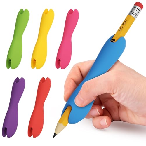 ELETIUO Multicolor Silicone Pencil Holder Grips for Kids & Adults, Ergonomic Dual-Head Design