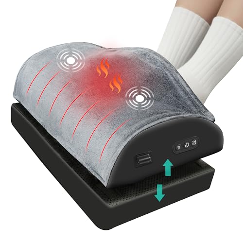 Snailax Dark Black 535-4 Heated Foot Rest Under Desk, Ergonomic Footrest with Vibration