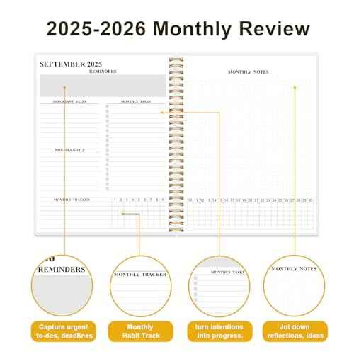Monthly Planner 2025-2026 - Monthly Calendar from November 2025 to December 2026, 2025-2026 Planner with Inner Pocket, Elastic Band, 8.5" x 11", Color Large Flower