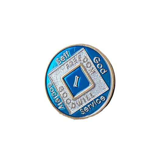 1 Year Blue NA Medallion Official Narcotics Anonymous Chip