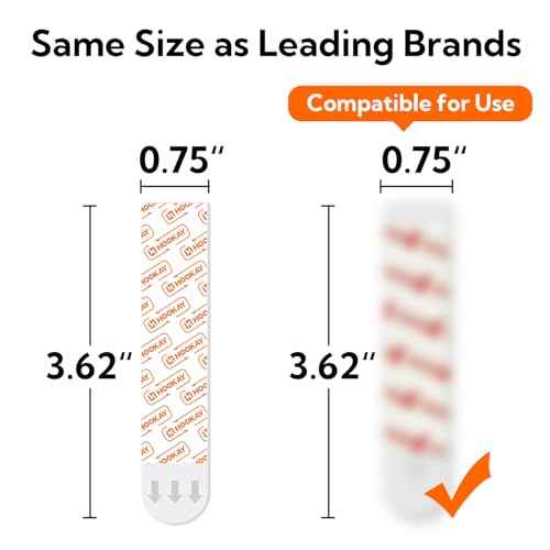hookay Upgrade Large Refill Adhesive Strips for Indoor Wall Hooks, Damage-Free Hanging, No Tools Removable Adhesive Strips for Large Decor, Living Spaces & Bathroom, 20 White Strips