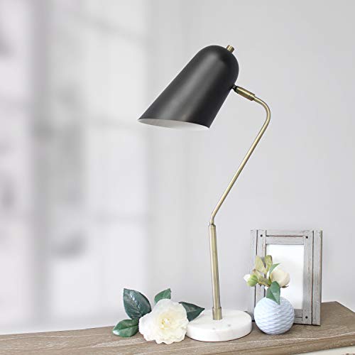 Elegant Designs LD1058-ABS Antique Brass and Marble Base Arched Desk Lamp