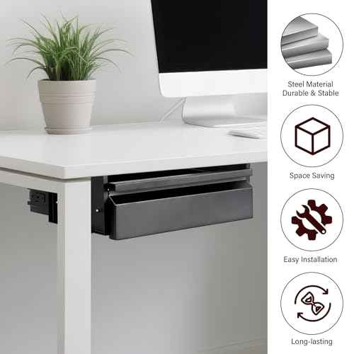 Under Desk Drawer 15.7" x 11.8" x 4.3", Under Desk Pull Out Drawer 4.3¡± & 7.5¡± Optional Bracket Height, Storage Organizer for Workbench with Drawers