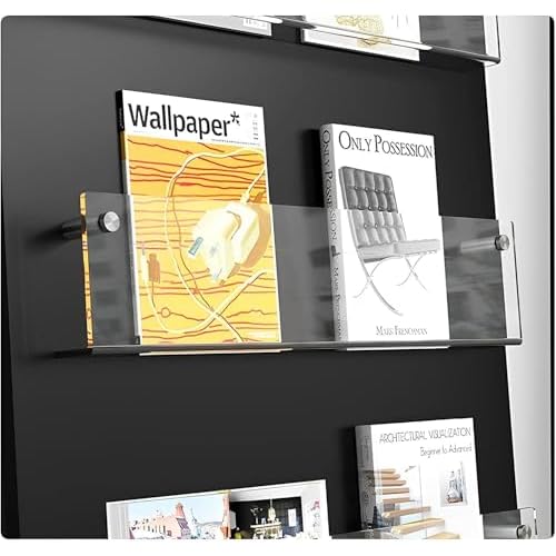 ROYALITA 2-Pack Acrylic Magazine Holder Brochure Holder, 17" Record Holder Magazine Rack, Fashion Hanging Bookshelf Literature Storage Rack for Waiting Room, Living Room, Office, Clear 17 Inch