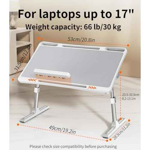 Laptop Desk for Bed,Adjustable Height Lap Desks Bed Tray,Portable Folding Couch Table with Bookstand,Car Rear Seat Sofa Floor Laptop Tray Stand for Adults Kids Eating Breakfast,Writing,Reading
