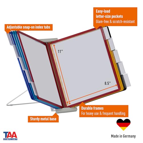 Durable Desktop Reference System with 10 Double-Sided Color Panels, Assorted