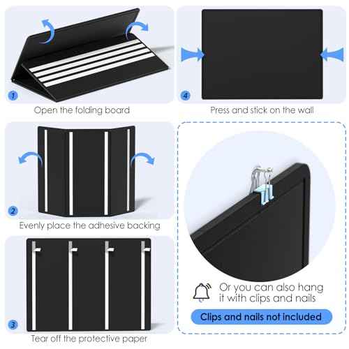 MaxGear Large Bulletin Board 48" x 36", Foldable Felt Board Vision Board Supplies, Cork Board for Office, Home, School, Small Pin Boards for Walls Decorative Display Board Black