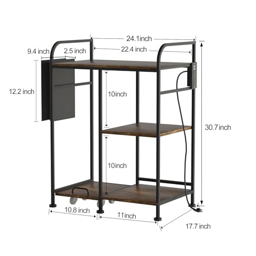 3-Tier Printer Stand - Adjustable Height, Sturdy Design, Space-Saving Storage Solution for Home Office, with Shelf for Books & Office Supplies, Easy Assembly, Fits Most Printers & Scanners