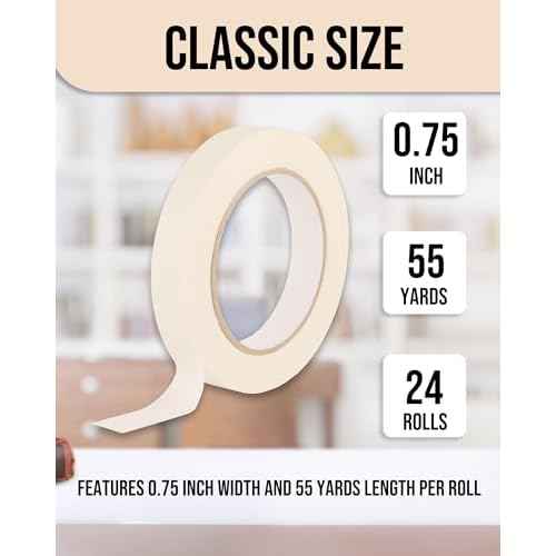 Lichamp Masking Tape 3/4 inch, 24 Pack General Purpose Masking Tape Bulk Multipack for Basic Use, 3/4 inch x 55 Yards x 24 Rolls (1320 Total Yards)