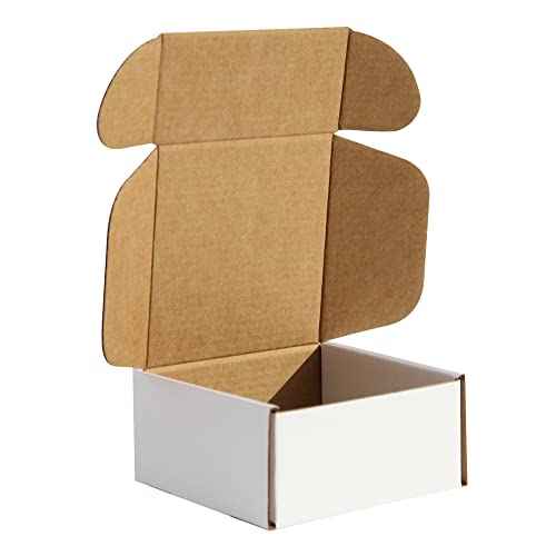 100 Pack 4x4x2 Small White Shipping Boxes - Corrugated Cardboard Mailer for Packaging, Mailing, Moving, Gifts - Eco-Friendly and Recyclable - Manufacturer Direct