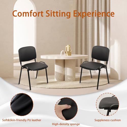 CLATINA 5-Pack Stackable PU Leather Waiting Room Chairs – Black