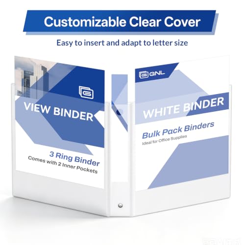 GNL White 1-Inch 3-Ring Binders Pack of 12 - PVC-Free Office & School Supplies