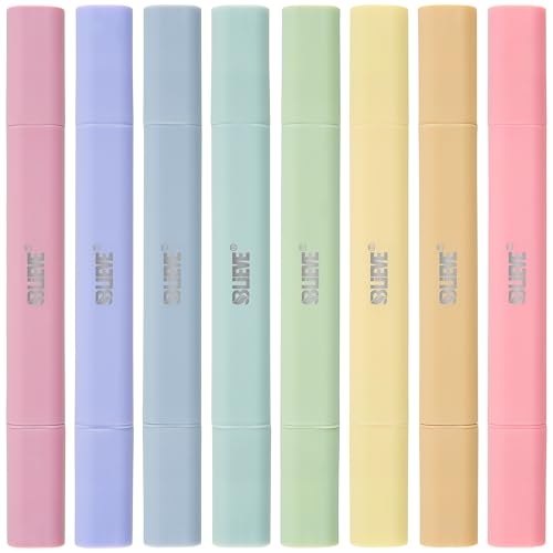BLIEVE Bible Highlighters No Bleed Through Pastel Colors - Candy Variation, Dual Tip, 8 Pack