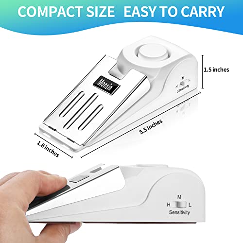Door Stop Alarm, Door Stopper with 120DB Security Alarm, Floor Wedge Doorstop for Travel Apartment Home House (Pack of 4)