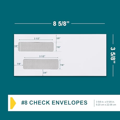EnDoc 500 Pack #8 Double Window Business Envelopes Self Seal for Checks