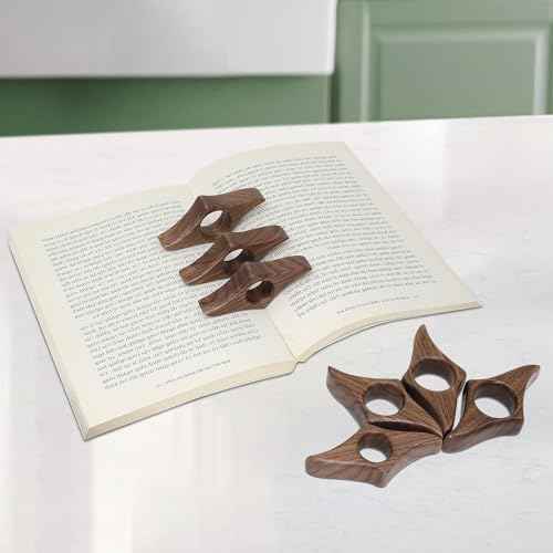 Walnut Book Page Holder, Smooth Finish Wood Book Holder for Reading, Ideal Book Reader Gifts & Reading Accessories,Book Worm Gifts for Women, Thumb Book Page Holder (Medium)