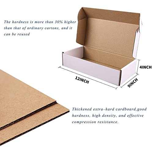 JIUZHOUXIN White Corrugated Cardboard Shipping Boxes 12x9x4in 10 Pack