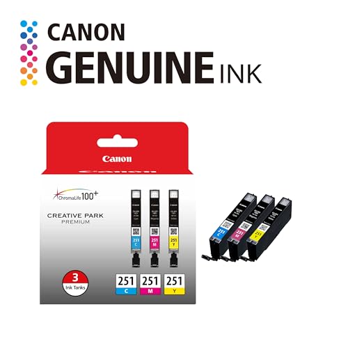Canon CLI-251 Genuine Three Color Multi Pack, Compatible with MG6320, iP7220 & MG5420, MX922, MG7120, MG6420, MG5520, iX6820, iP8720, MG7520, MG6620, and MG5620 (Optional) Printers