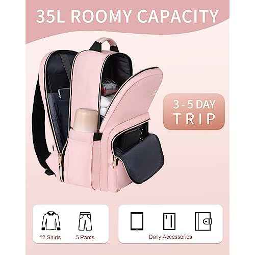MATEIN Pink Laptop Backpack for Women, 17 Inch TSA Approved Anti Theft Padded Travel Backpack with Charging Hole & Luggage Strap, Large Water Resistant Work Computer Bag for Nurse College