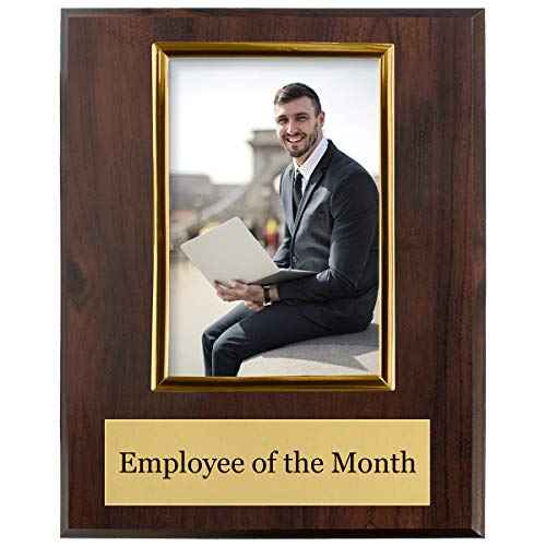Pre-designed Employee of the Month, Quarter or Year Award Plaque - 8 x 10" Photo Plaque holds a 6 x 4" Portrait Photo (Month)