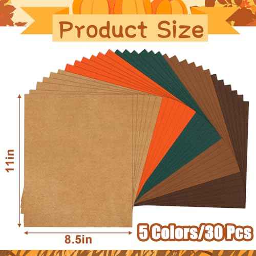 JULBEAR Autumn Cardstock, 5 Colors 180gsm 8.5x11" Fall Colorful Pastel Printer Construction Paper for Kids Scrapbook School Office Printing DIY Craft, Card Making Greeting Cards Birthdays 30 Sheets