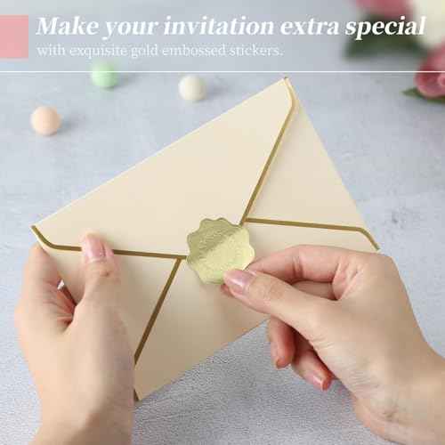 PigPotParty 100 PCS Gold Embossed Envelope Stickes-Heart Stickes Foil Envelope Seal for Wedding Invitations, Halloween,Christmas Greeting Cards£¬Party Favors£¬Self-Adhesive