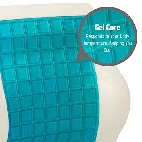 Mind Reader Lumbar Support Cushion for Office Chair and Car Seat, Memory Foam and Cooling Gel Core, Air-Cloud Technology, 15.5" L x 3.75" W x 14.25" H, Black