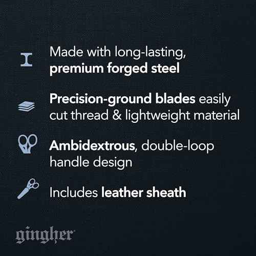 Gingher Stork Embroidery Scissors and Leather Sheath - 3.5" Craft Scissors for Fabric, Thread, and Needlework Yarn Cutting - Gold