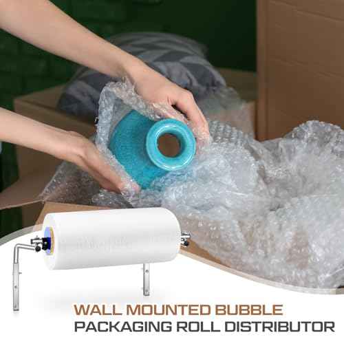 23.62 Inch Bubble Foam Wrap Roll Dispenser Wall Mount Bubble Cushioning Holder for Packing Moving Shipping Protection Factory Express