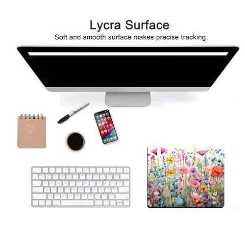 Gorgeous Flowers Plants Mouse Pad,Pink Floral Rose Mouse Pads for Desk,Soft Computer Mouse Mat Cute Mousepad Cloth Computer Mouse Pads for Women,Square Waterproof Non-Slip Rubber Base MousePads
