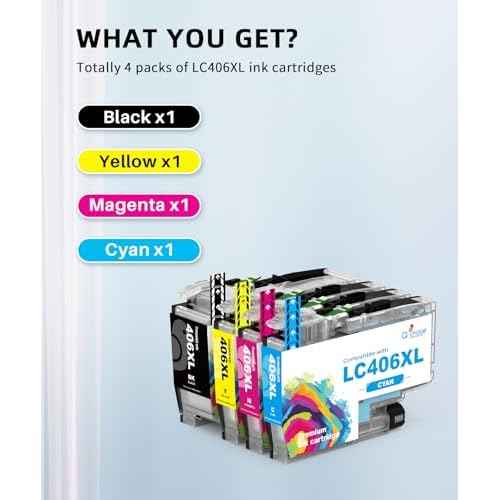 Q-image LC406XL LC406 Ink Cartridges Replacement for LC406 XL LC 406XL High Yield Work for MFC-J4535DW MFC-J4335DW MFC-J5855DW MFC-J6555DW MFC-J6955DW (Bk C M Y, 4 Pack)
