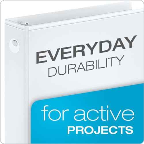 Cardinal Economy 3-Ring Binders, 1", Round Rings, Holds 225 Sheets, ClearVue Presentation View, Non-Stick, White, Carton of 12 (90621)