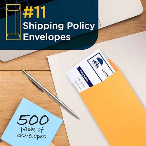 Guardian #11 Paper Shipping Policy Envelopes with Gummed Flaps, Pack of 500 Blank Envelopes for Documents, Statements, Legal Papers, Reports, Invoices, and More, 4 ¨ö Inches x 10 ¨ü Inches, Brown