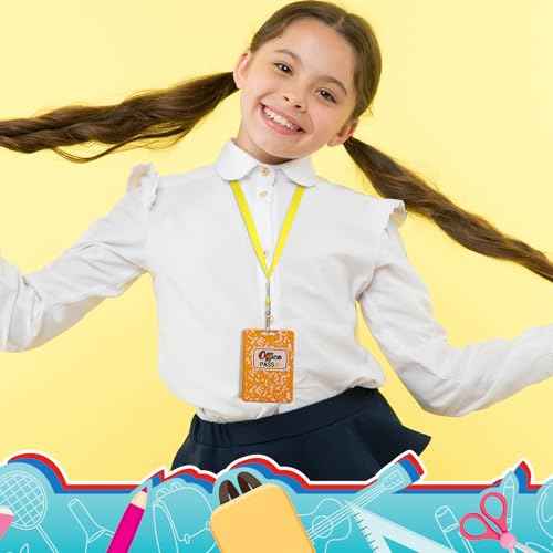 Sabary 6 Sets Composition Hall Passes Wooden Bathroom Pass Lanyards Notebook Style Unbreakable Classroom Passes Gift for Bathroom Office Library Nurse School Supplies(Colorful)