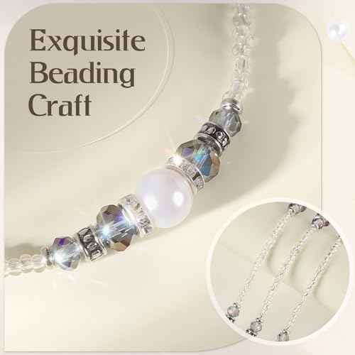 Teacher Lanyards for Id Badges and Keys, Beaded Badge Lanyard with Retractable Reel Cute Lanyards for Women (Purple Blue)