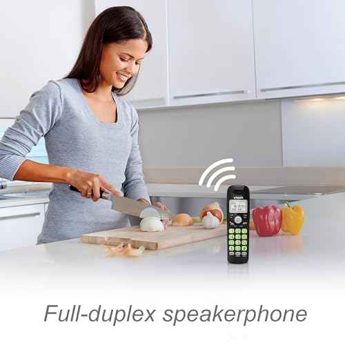 [New] VTech VG134-11 DECT 6.0 Cordless Home Phone with Bluetooth Connection, Digital Answering Machine, Backlit Display,Full Duplex Speakerphone, Caller ID/Call Waiting,1000 ft Range (Black)