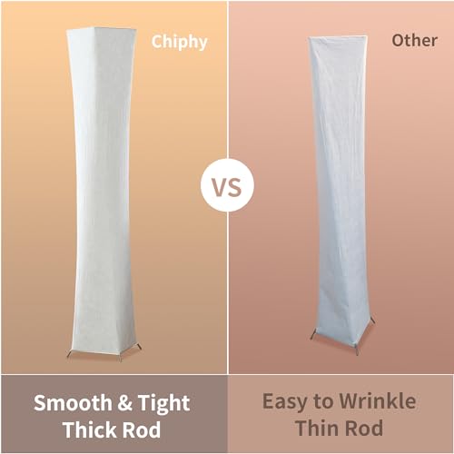 chiphy Floor Lamp, Dimmable 52" (M) Tall Standing Lamp, 3 Levels Adjustable Brightness 12Wx2 LED Bulbs, Column Floor Light w/White Fabric Shade, Home Decor for Living Room, Bedroom