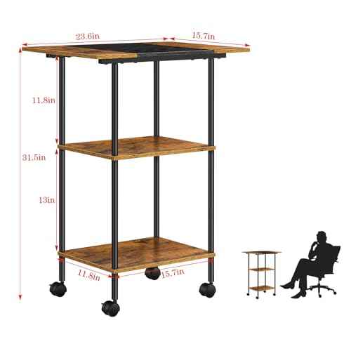 Large Printer Stand with Storage Rolling Printer Cart with Wheels 3 Tier Printer Table with Storage Shelf for Home Office Filing Scanner Fax Machine Heat Press Microwave