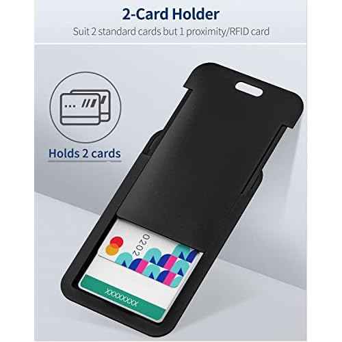 Uniclife 3 Pack Sliding ID Badge Holder Hard Black Vertical Plastic Card Case Protector Pouch with Clear Window for Office School ID Credit Cards Proximity Key Cards Driver¡¯s Licenses and Passes