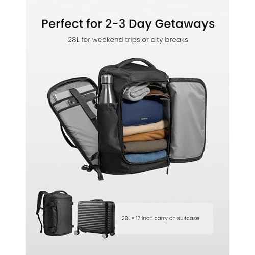 tomtoc Travel Backpack 28L, TSA Friendly Flight Approved Carry-on Luggage Hand Water-resistant Lightweight Business Rucksack, Durable Bag Fits 16 Inch Laptop