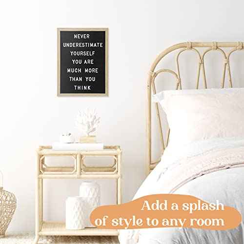 Felt Letter Board - 680 Letters, Numbers & Symbols, 16 x 12 inch, Changeable Message Board for Notes & Announcements, Wood Frame, 2 Storage Bags, Light Brown Frame