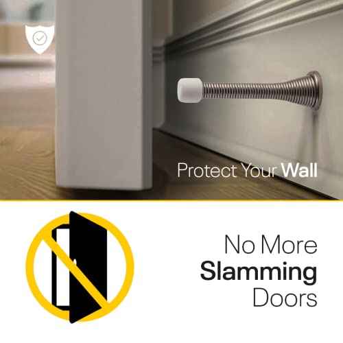 Door Stoppers for Wall ? Spring Door Stopper with Rubber Tip ? 3-1/4" ? Pack of 4 ? Doorstop ? Ideal for Home, Offices, Schools