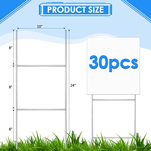 Therwen 30 Pcs H Stake for Yard Sign 24'' x 10'' Metal Heavy Duty H Frame Lawn Wire Stake Weatherproof Metal Sign Holder Bulk for 4mm 5mm Corrugated Signs Board Guidepost Yard Garden Halloween Decor
