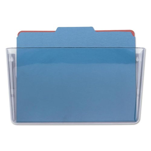 1InTheOffice Clear Wall File Holder, Mounted Single Pocket, Letter Size, Expandable, Plastic