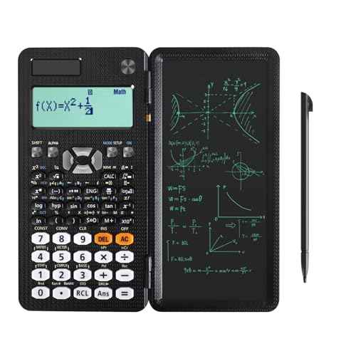 Scientific Calculator with Writing Tablet, Upgraded 991ES Calculator with 417 Functions, Erasable LCD Notepad, Solar Battery Power, Portable Office School Supplies for Student, Teacher